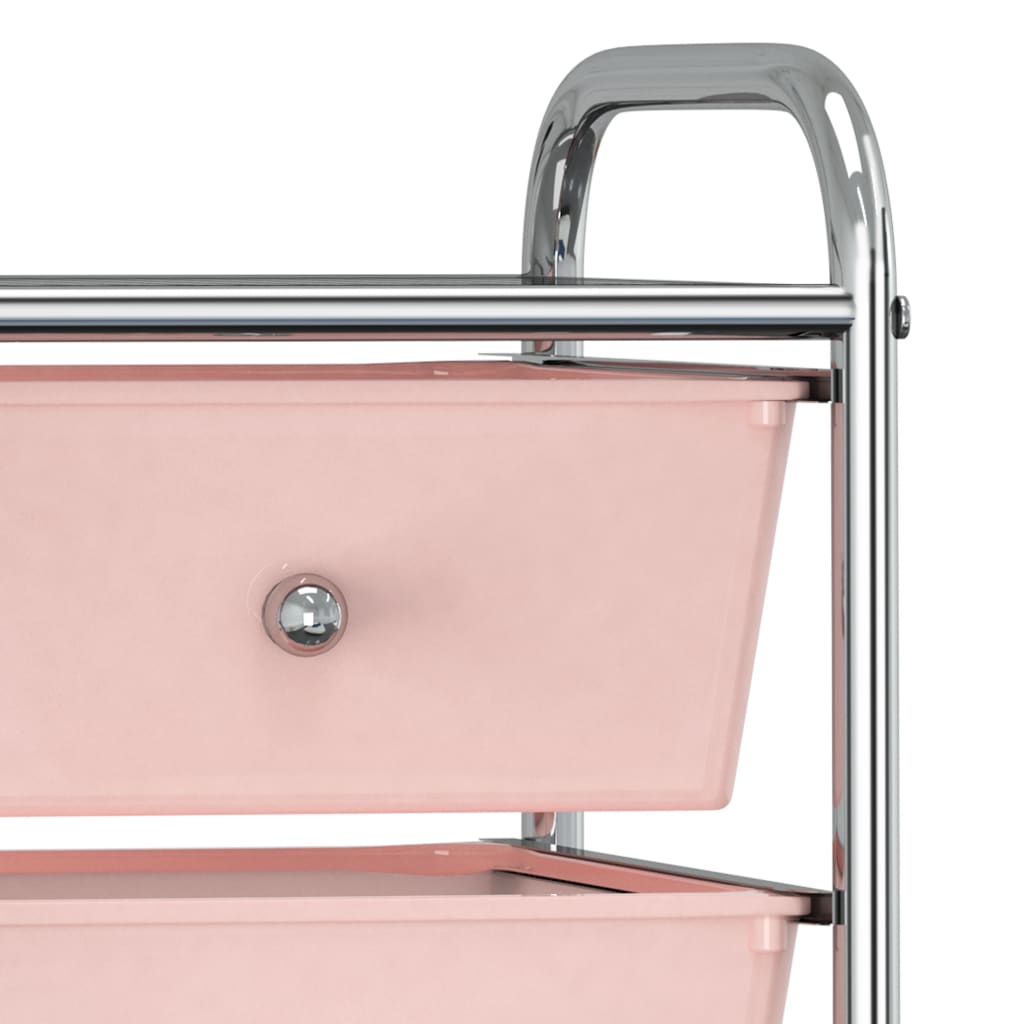 4-Drawer Mobile Storage Trolley Pink Plastic