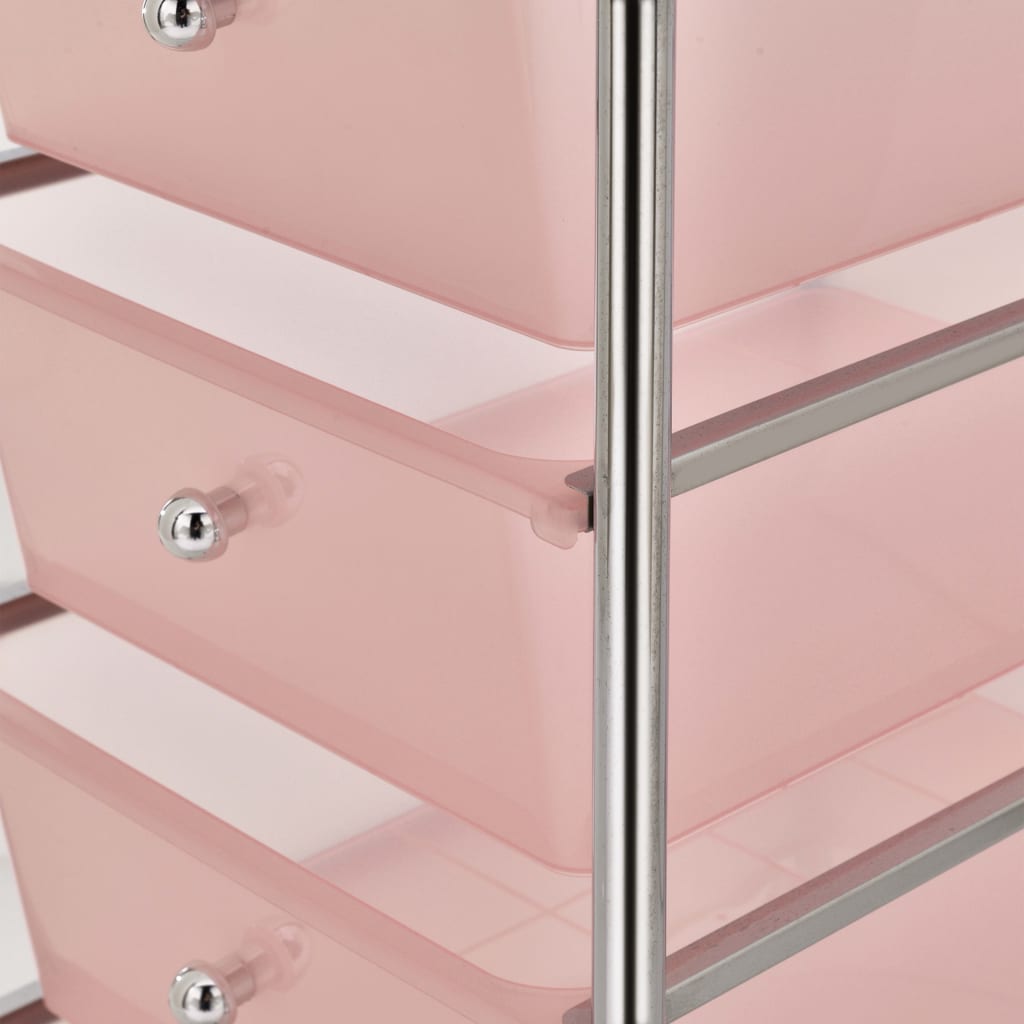 4-Drawer Mobile Storage Trolley Pink Plastic