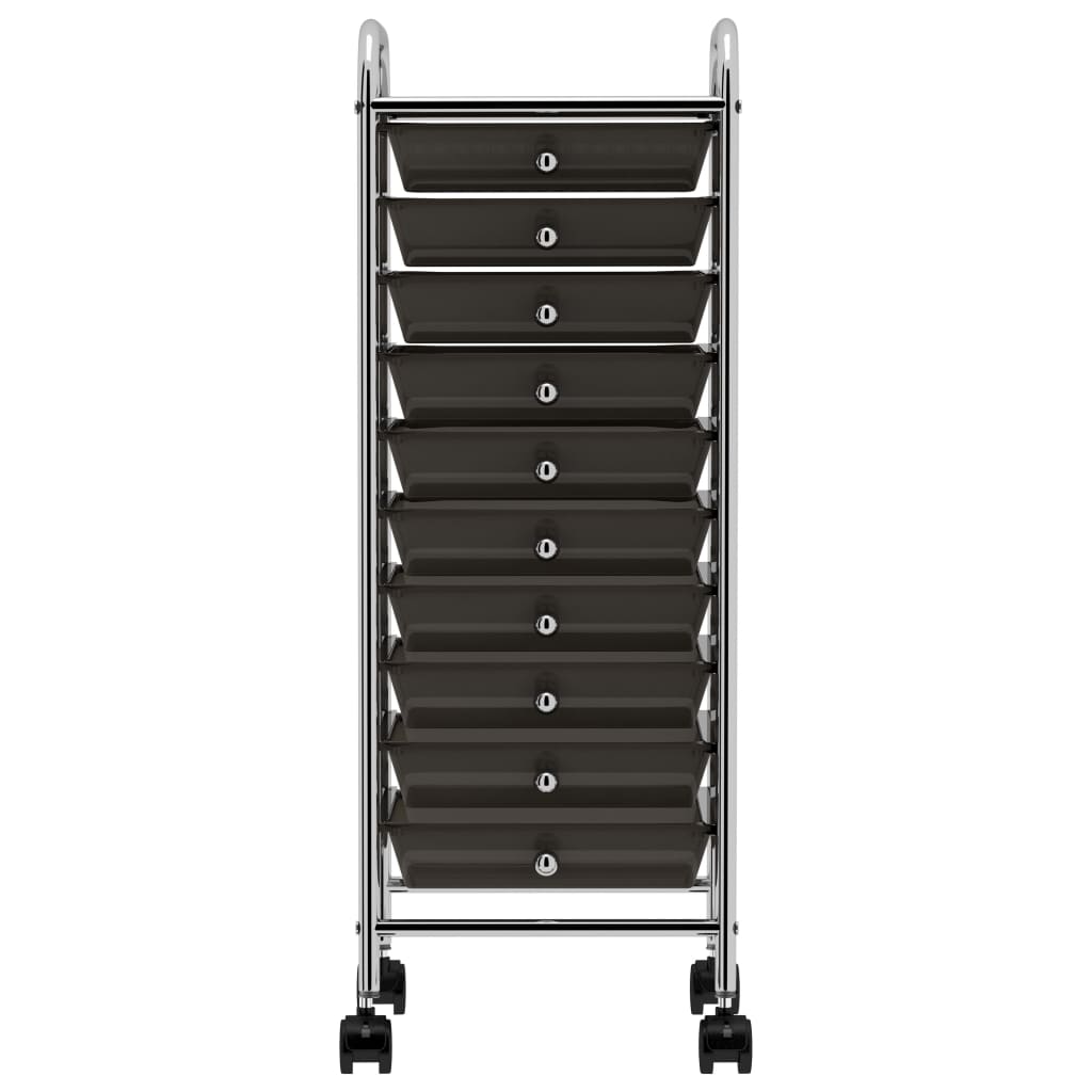 10-Drawer Mobile Storage Trolley Black Plastic