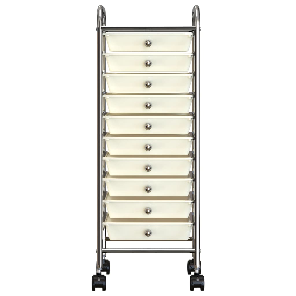 10-Drawer Mobile Storage Trolley White Plastic