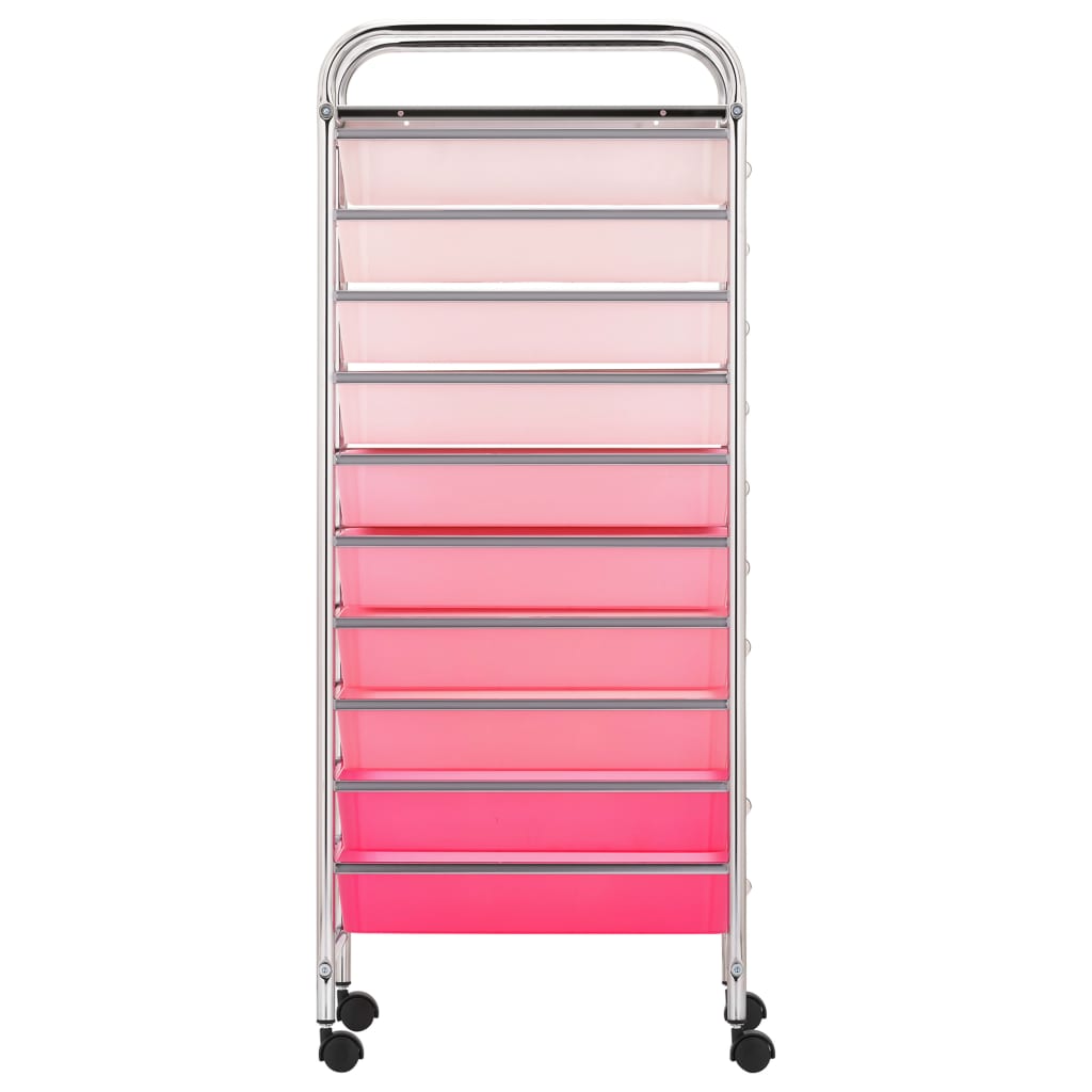 10-Drawer Mobile Storage Trolley Ombre Pink Plastic