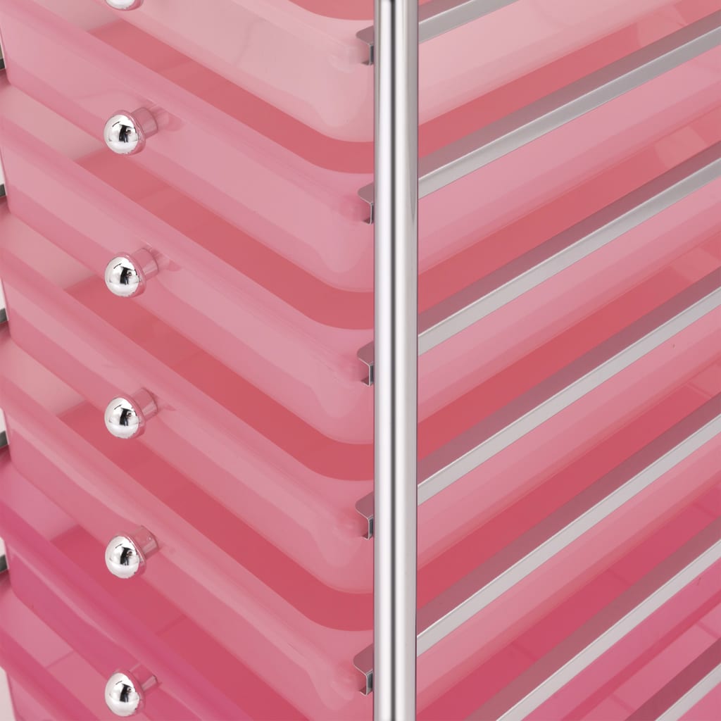 10-Drawer Mobile Storage Trolley Ombre Pink Plastic