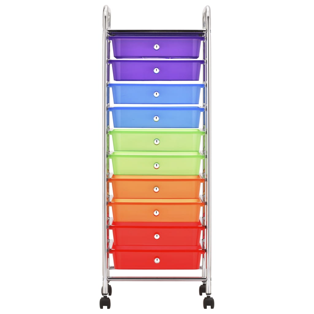 10-Drawer Mobile Storage Trolley Multicolour Plastic