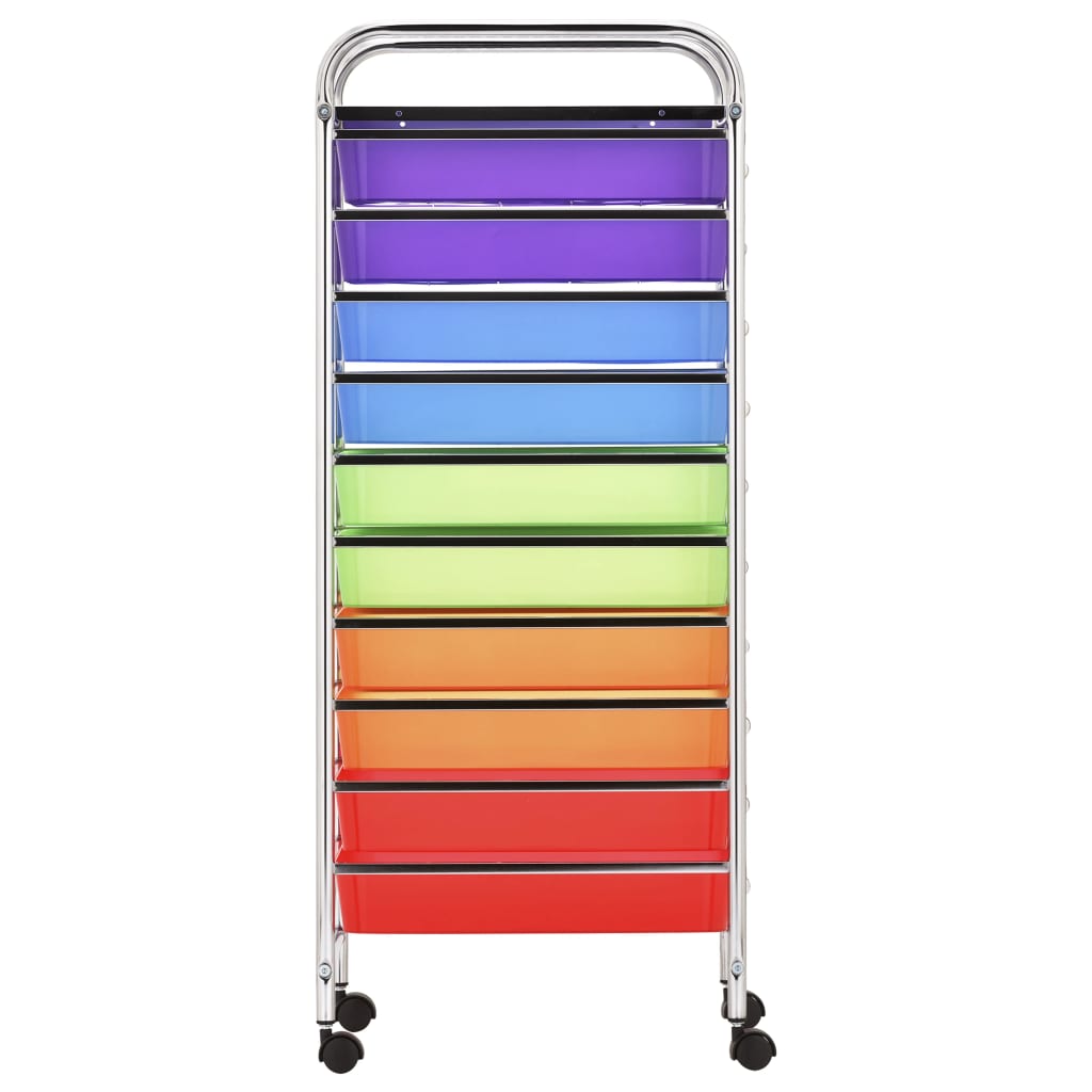 10-Drawer Mobile Storage Trolley Multicolour Plastic