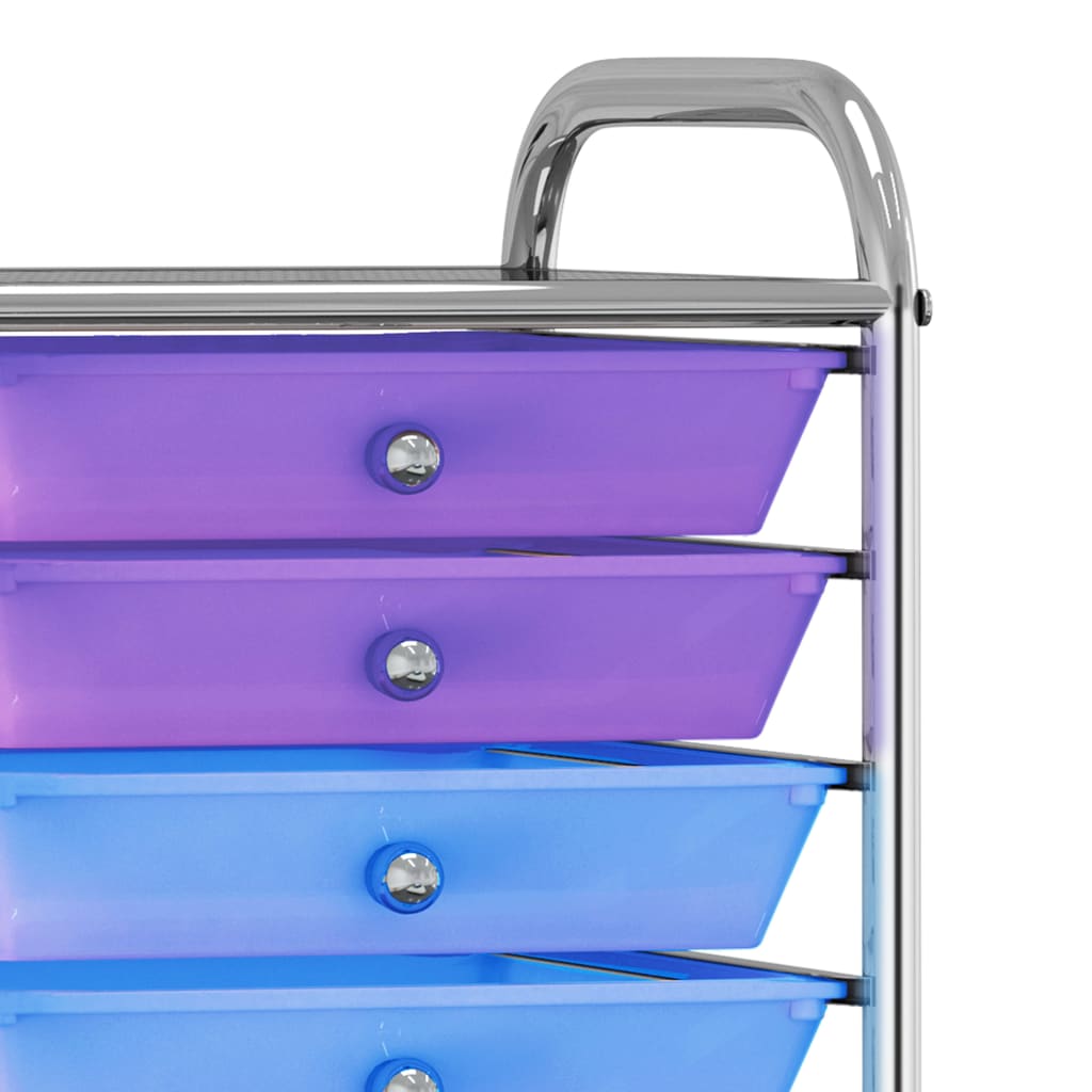 10-Drawer Mobile Storage Trolley Multicolour Plastic