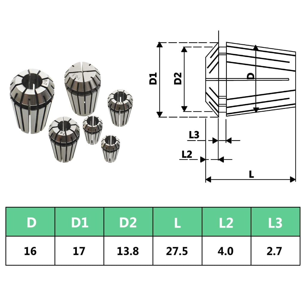 ER16 Collets 10 pcs Turning Tool Set