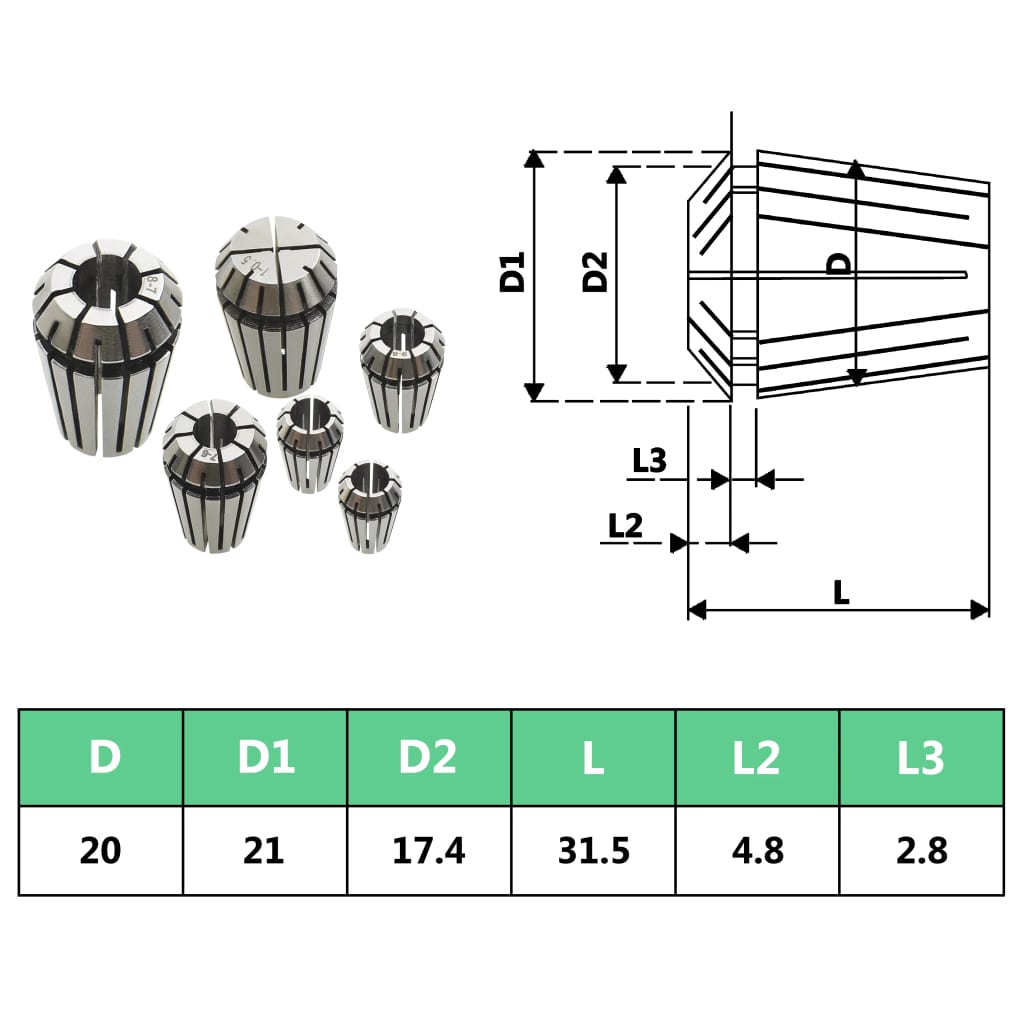 ER20 Collets 13 pcs Turning Tool Set