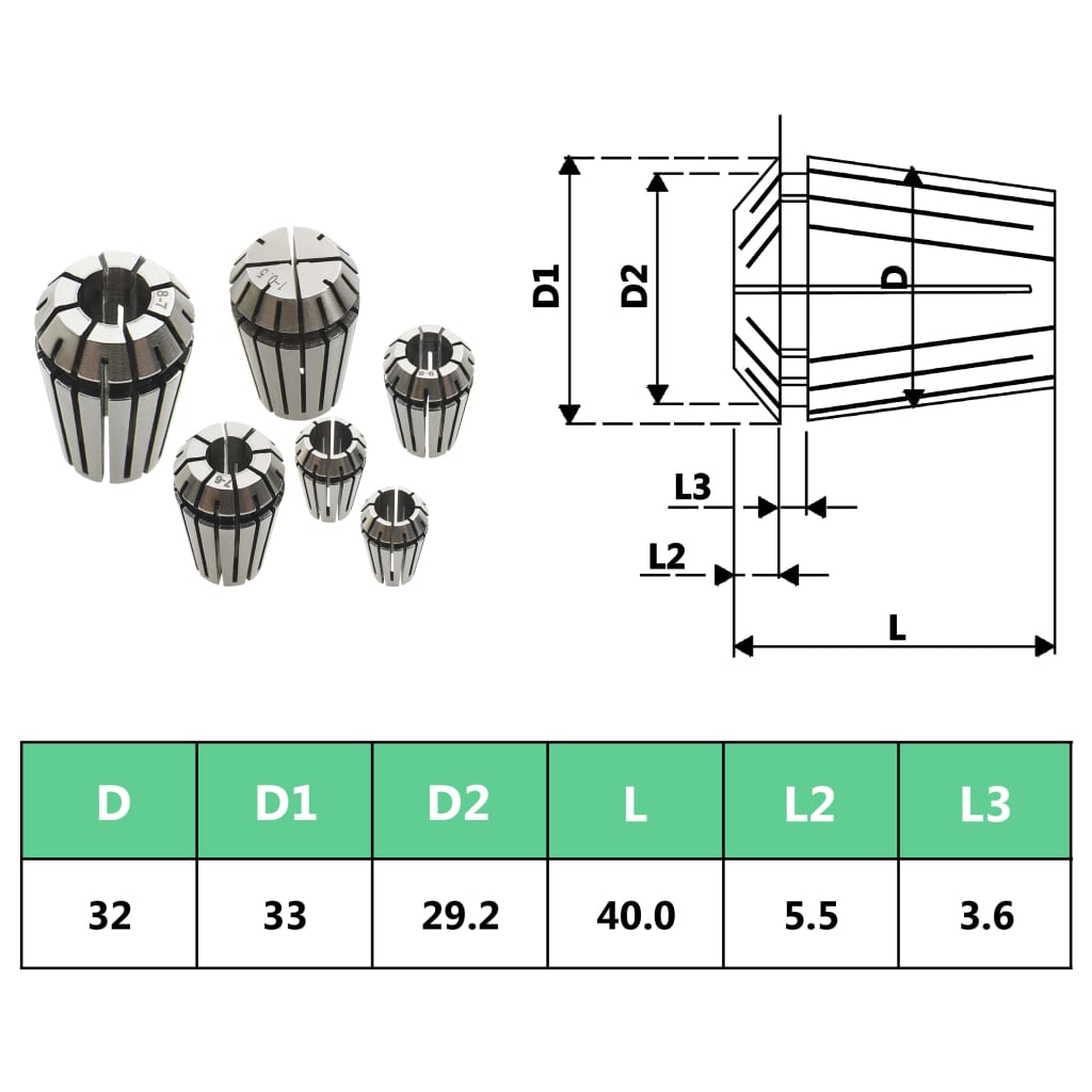 ER32 Collets 19 pcs Turning Tool Set