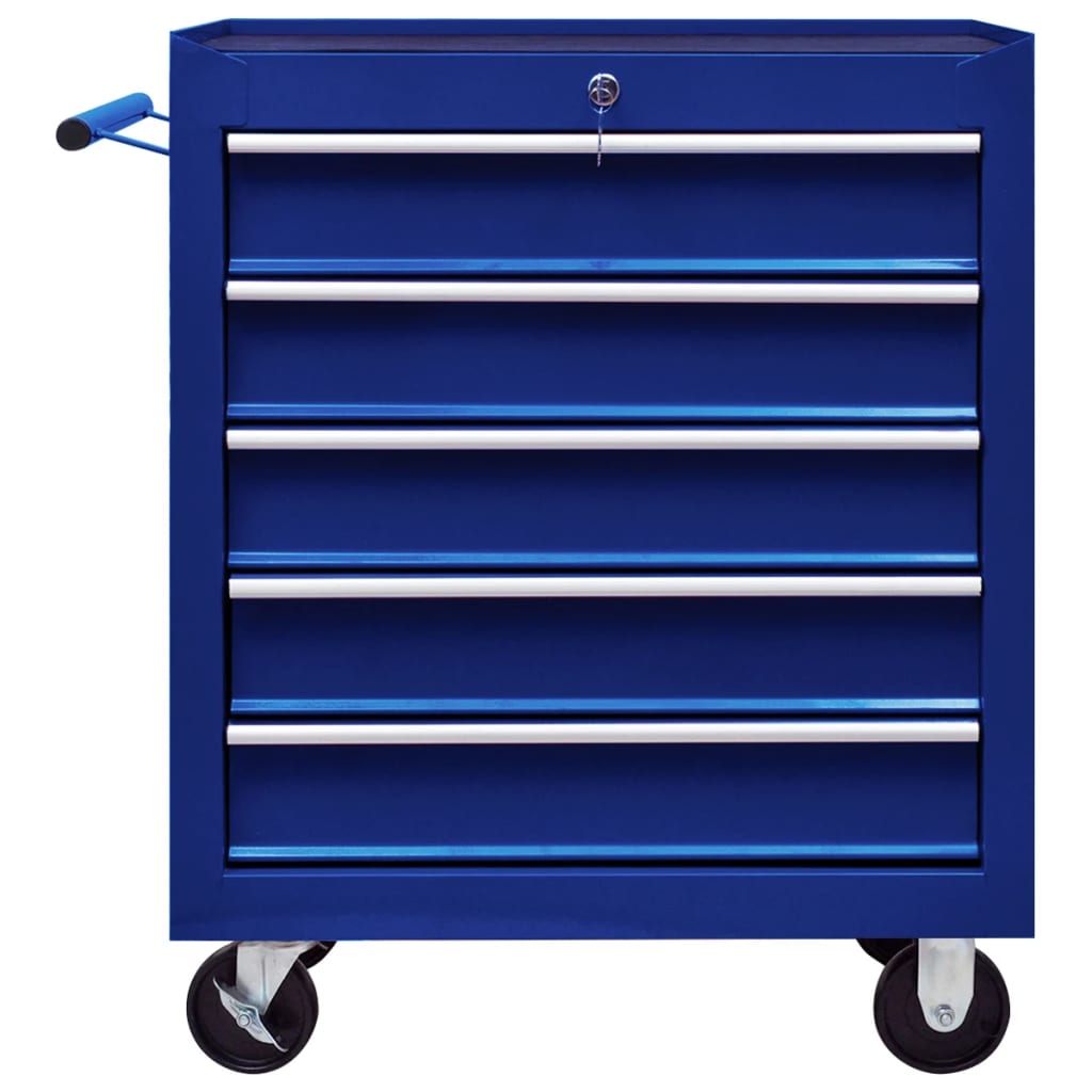 Workshop Tool Trolley with 5 Drawers Blue