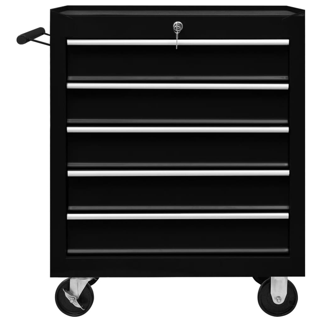 Workshop Tool Trolley with 5 Drawers Black