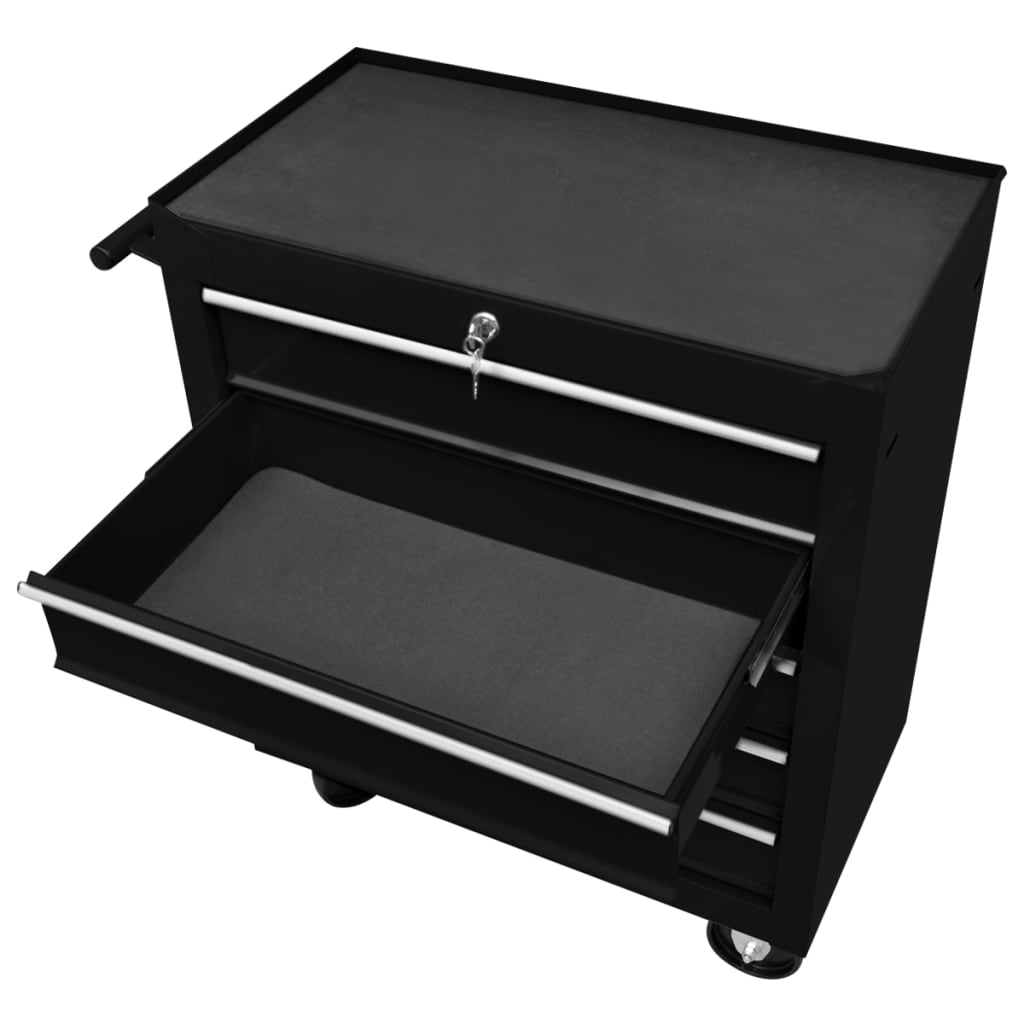 Workshop Tool Trolley with 5 Drawers Black