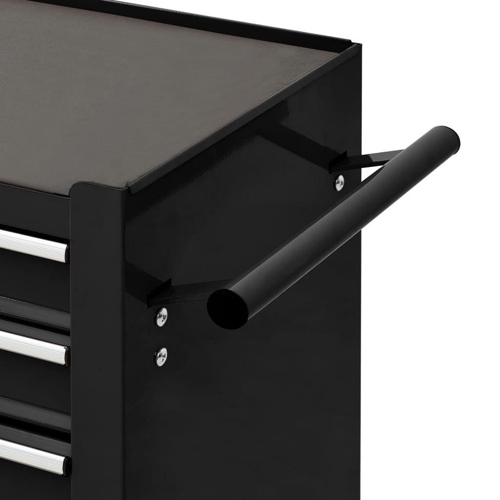 Tool Trolley with 4 Drawers Steel Black