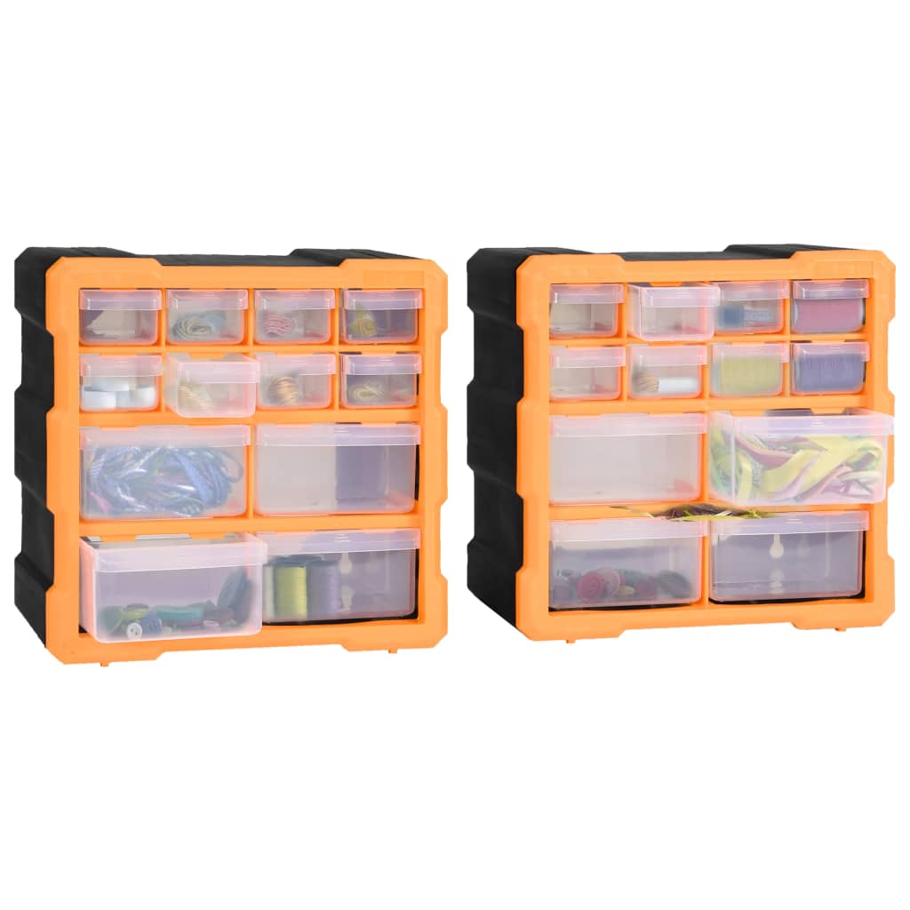 Multi-drawer Organisers with 12 Drawers 2 pcs 26.5x16x26 cm