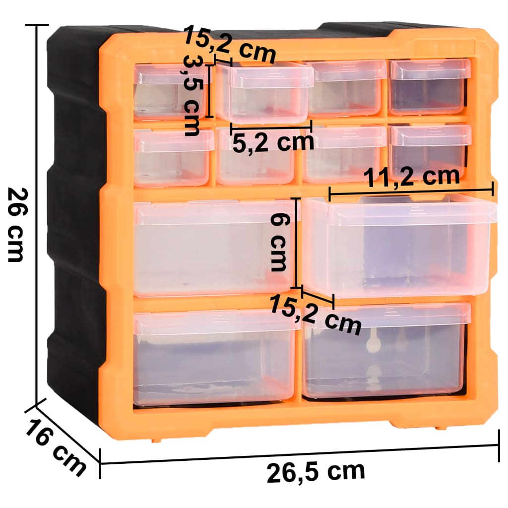 Multi-drawer Organisers with 12 Drawers 2 pcs 26.5x16x26 cm