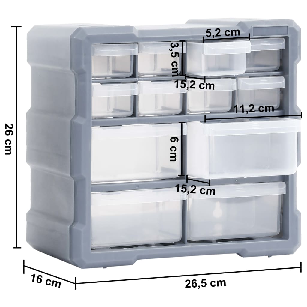 Multi-drawer Organisers with 12 Drawers 2 pcs 26.5x16x26 cm