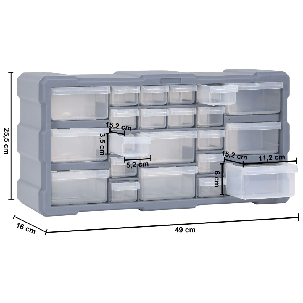 Multi-drawer Organiser with 22 Drawers 49x16x25.5 cm