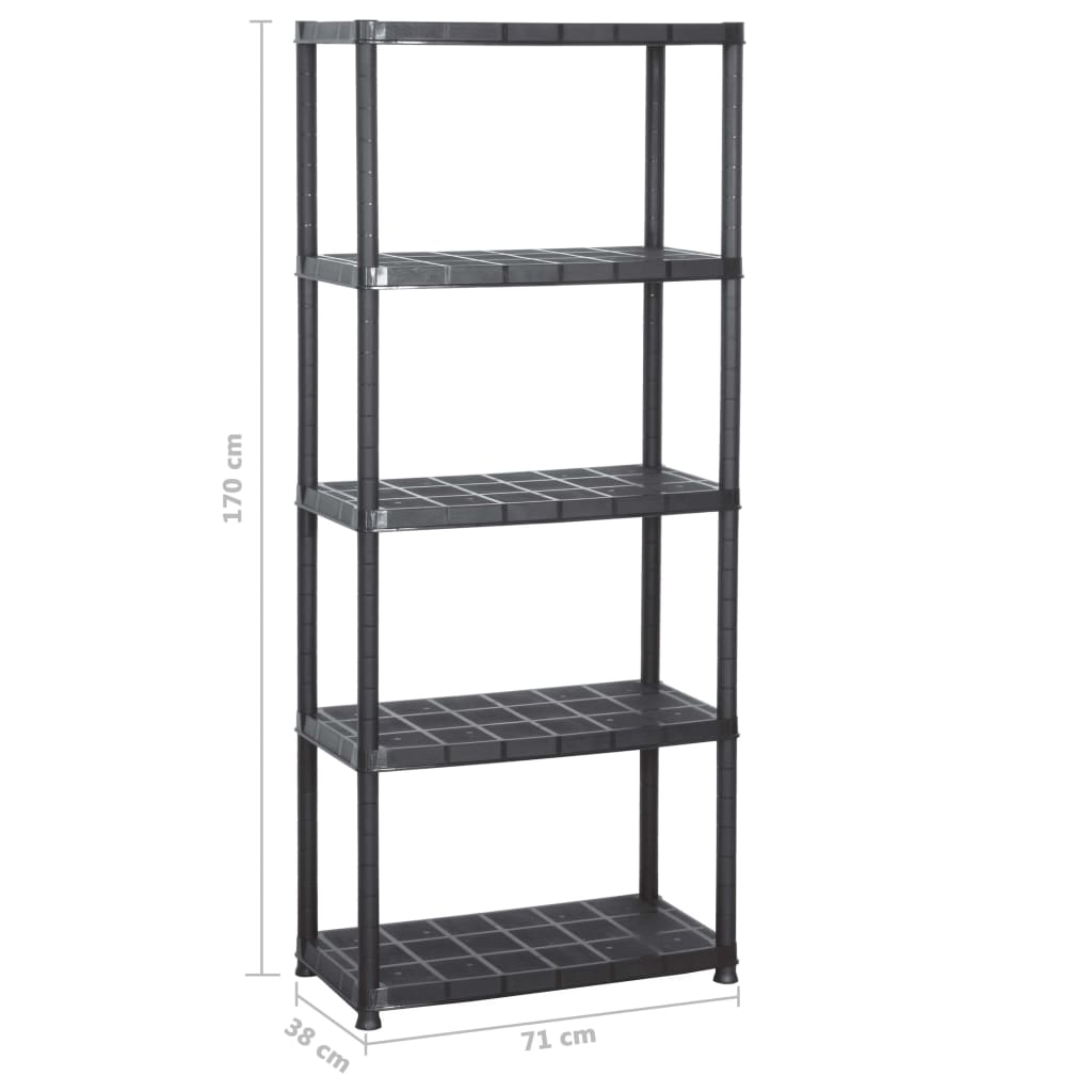 Storage Shelf 5-Tier Black 71x38x170 cm Plastic