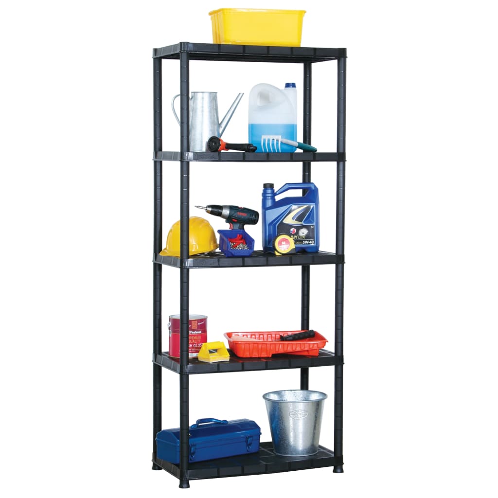 Storage Shelf 5-Tier Black 71x38x170 cm Plastic