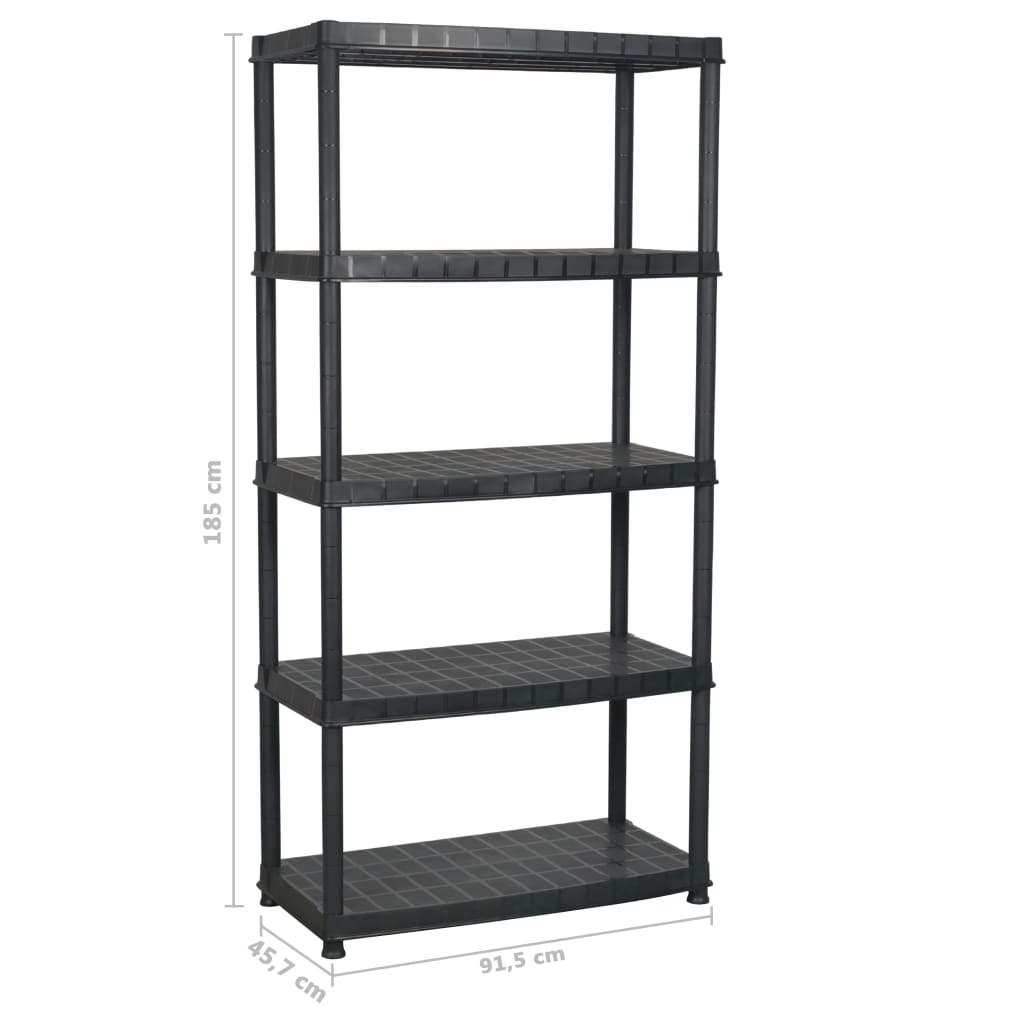 Storage Shelf 5-Tier Black 91.5x45.7x185 cm Plastic