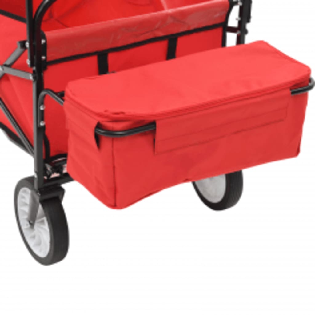 Folding Hand Trolley with Canopy Steel Red