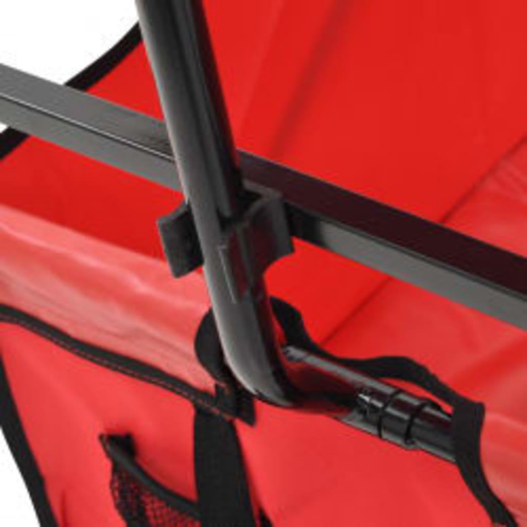 Folding Hand Trolley with Canopy Steel Red