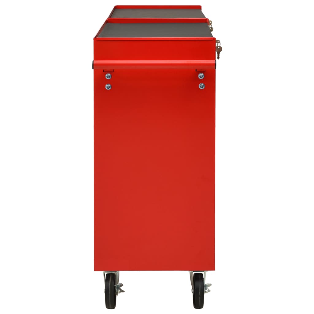 Tool Trolley with 10 Drawers Steel Red (147175+147176)