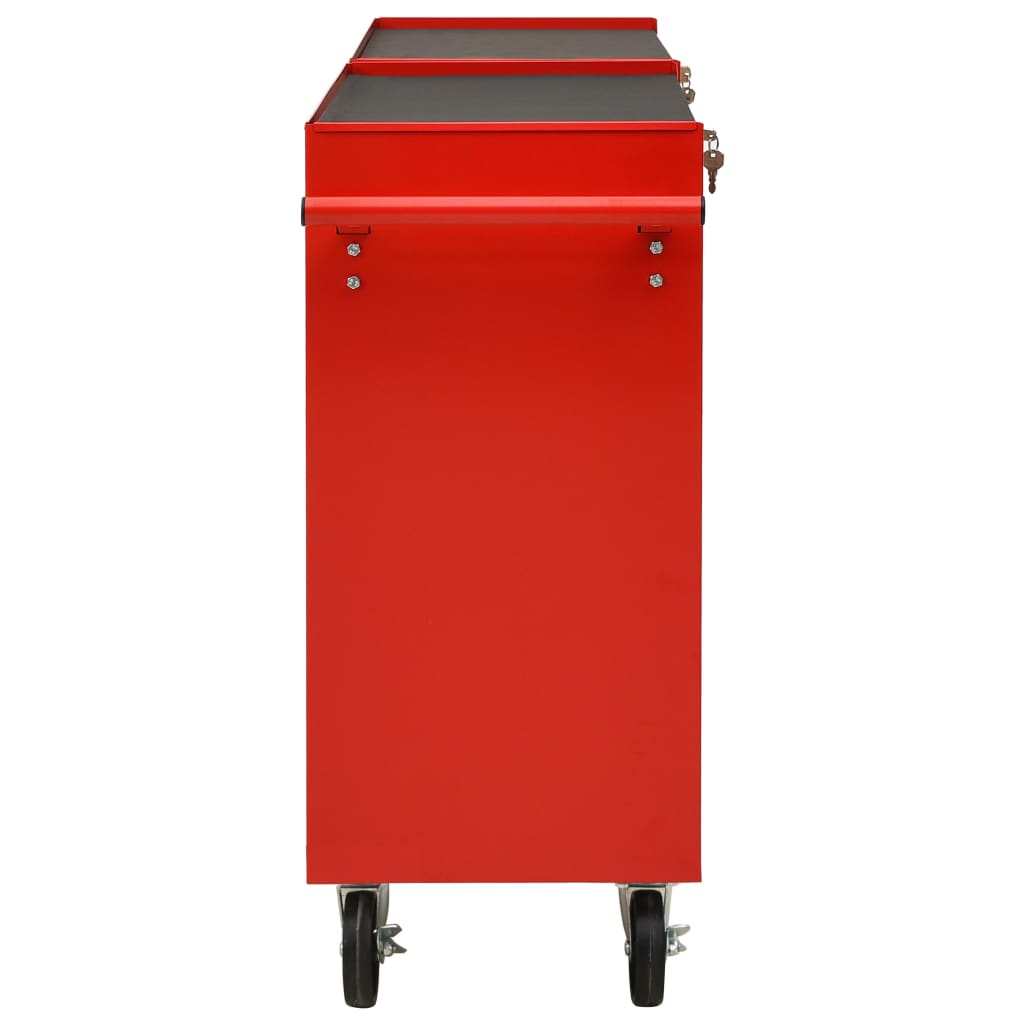 Tool Trolley with 14 Drawers Steel Red