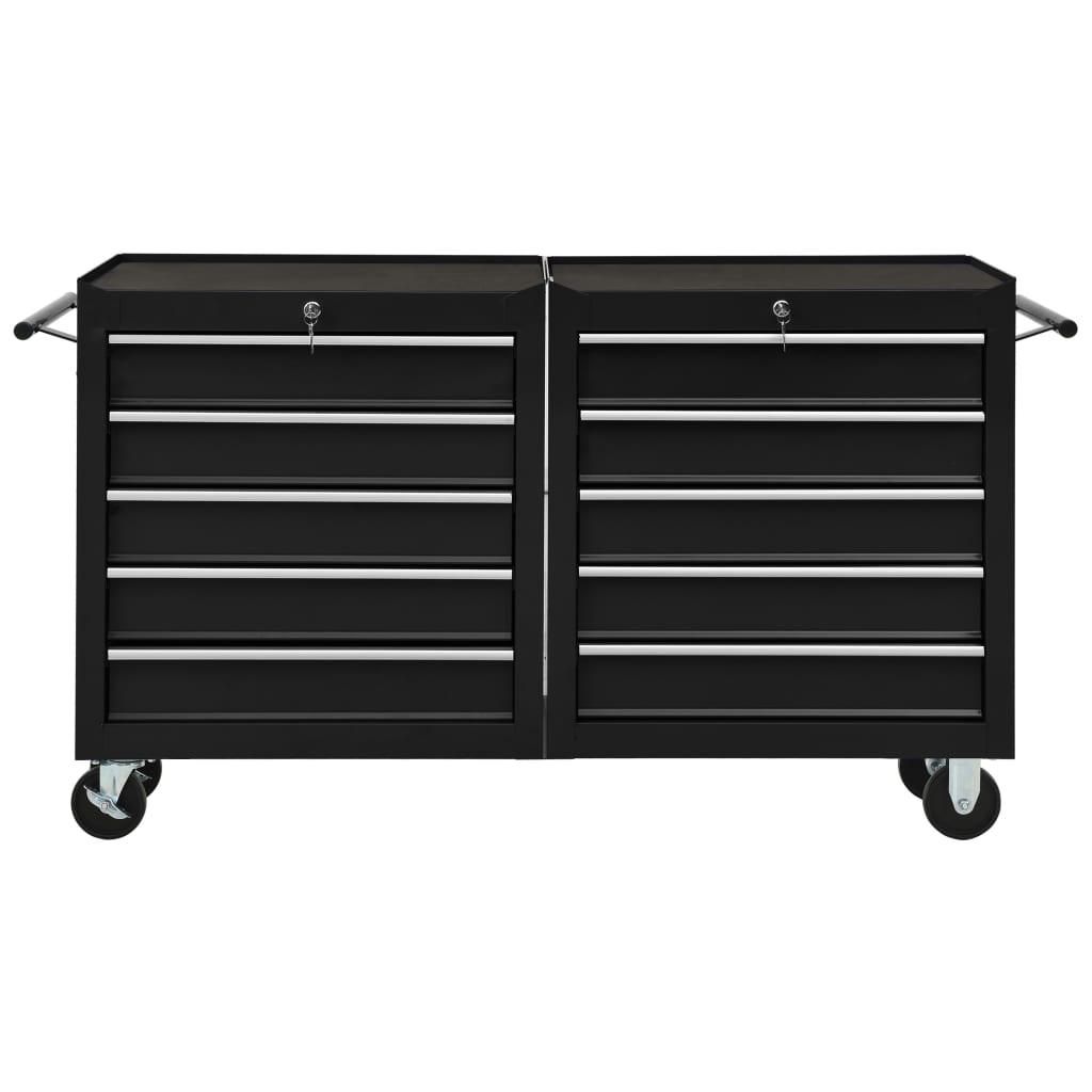 Tool Trolley with 10 Drawers Steel Black (147183+147184)