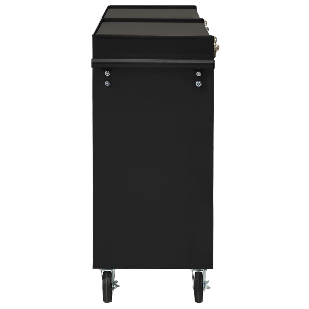 Tool Trolley with 10 Drawers Steel Black (147183+147184)