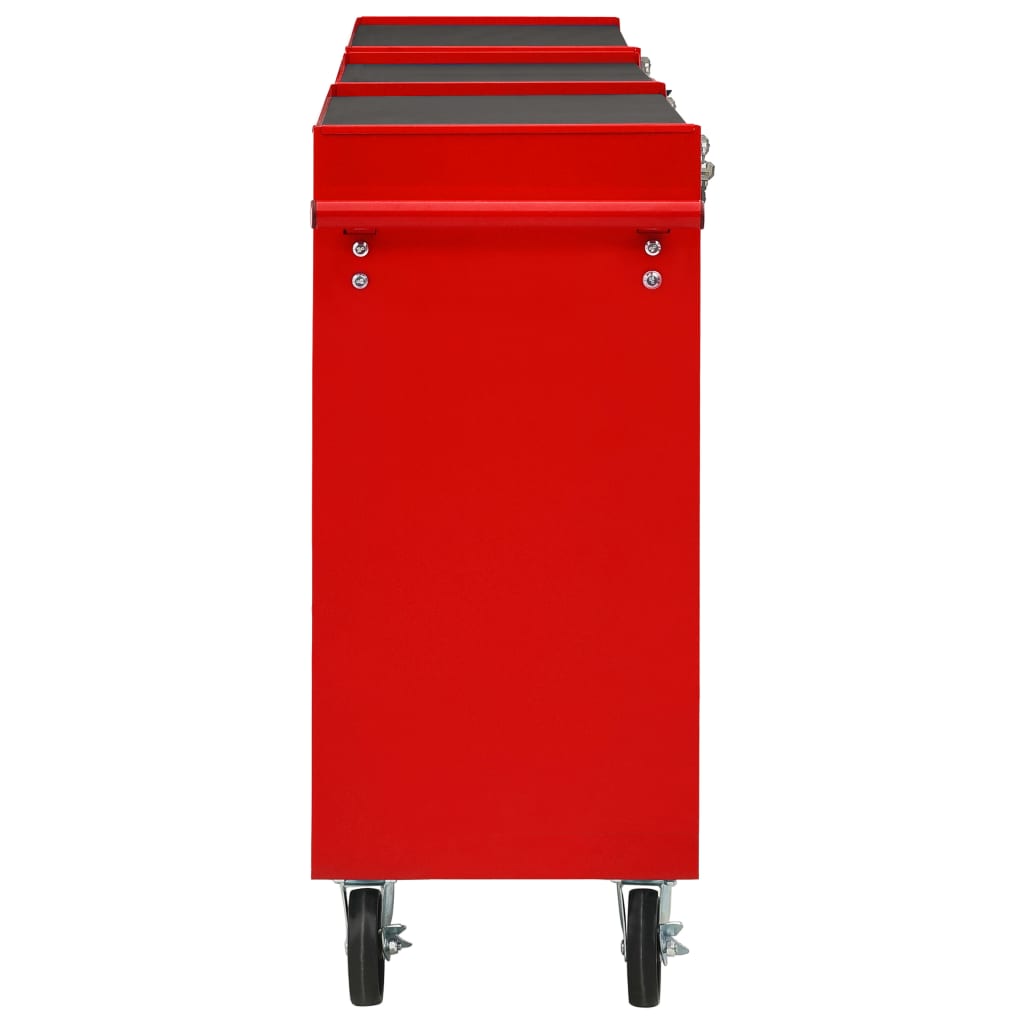 Tool Trolley with 15 Drawers Steel Red (147175+2x147176)