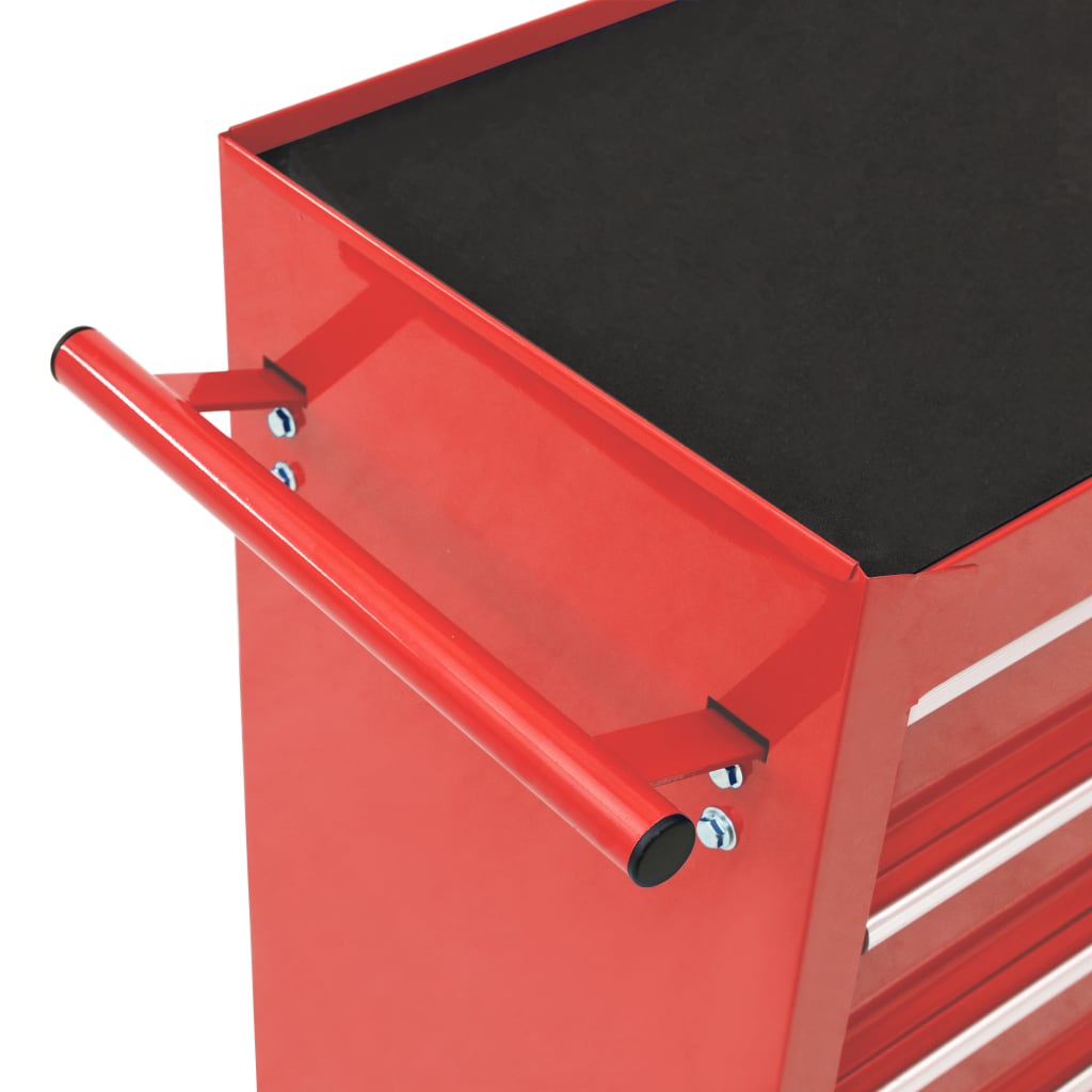 Tool Trolley with 15 Drawers Steel Red (147175+2x147176)