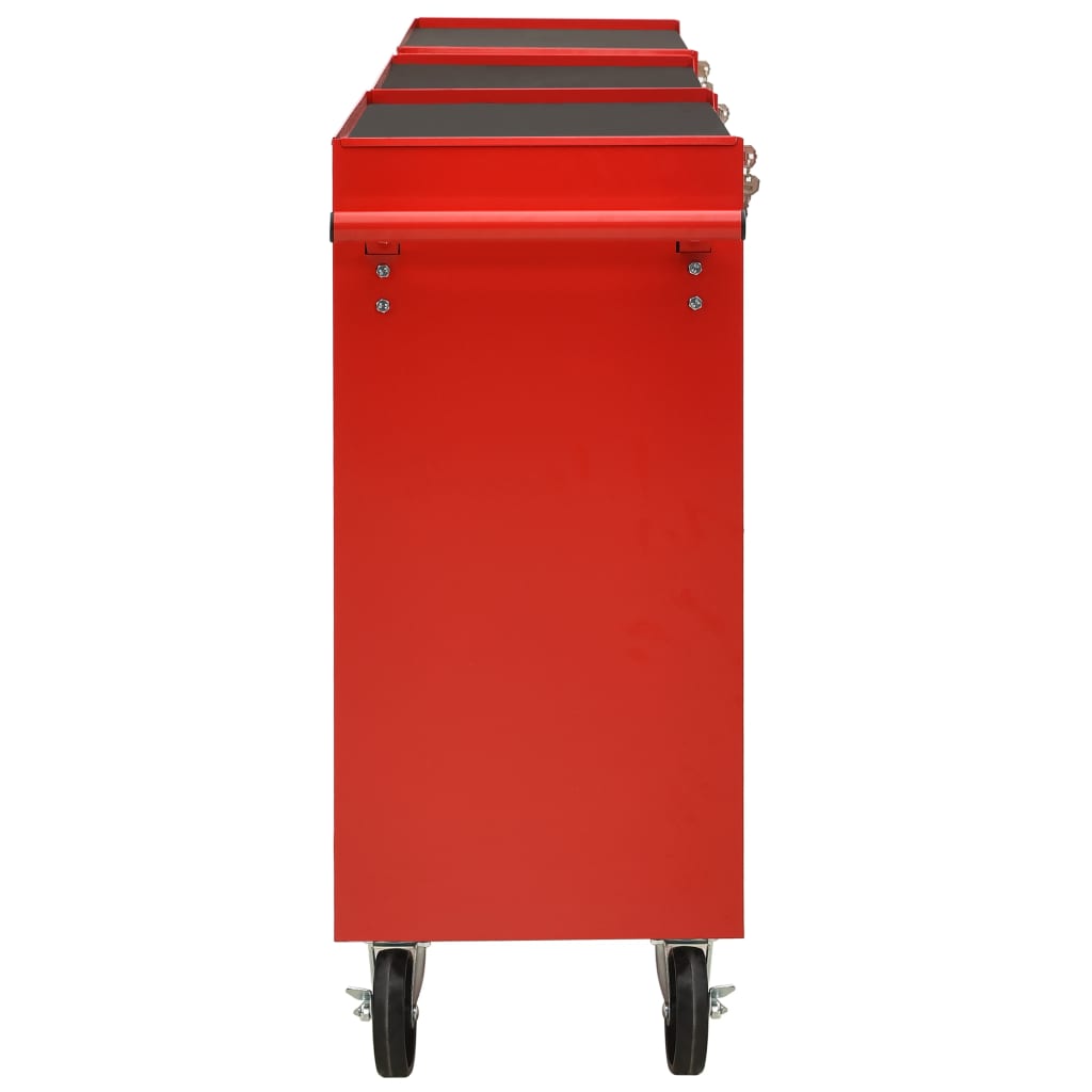 Tool Trolley with 21 Drawers Steel Red (147177+2x147178)