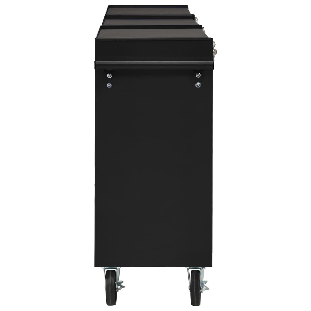 Tool Trolley with 15 Drawers Steel Black (147183+2x147184)