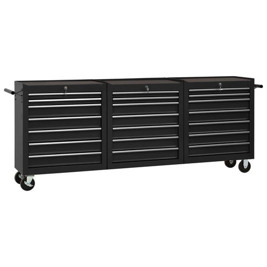 Tool Trolley with 21 Drawers Steel Black (147185+2x147186)