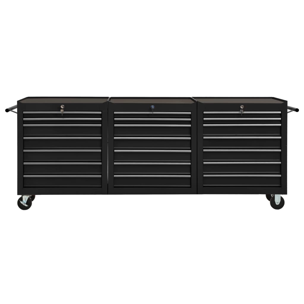 Tool Trolley with 21 Drawers Steel Black (147185+2x147186)