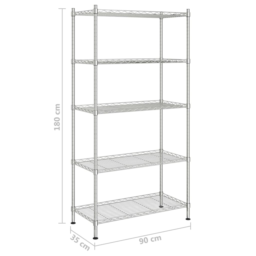 5-Tier Storage Shelf 90x35x180 cm Chrome 250 kg