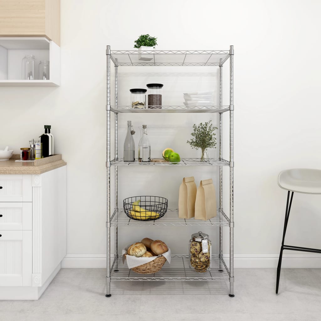 5-Tier Storage Shelf 90x35x180 cm Chrome 250 kg