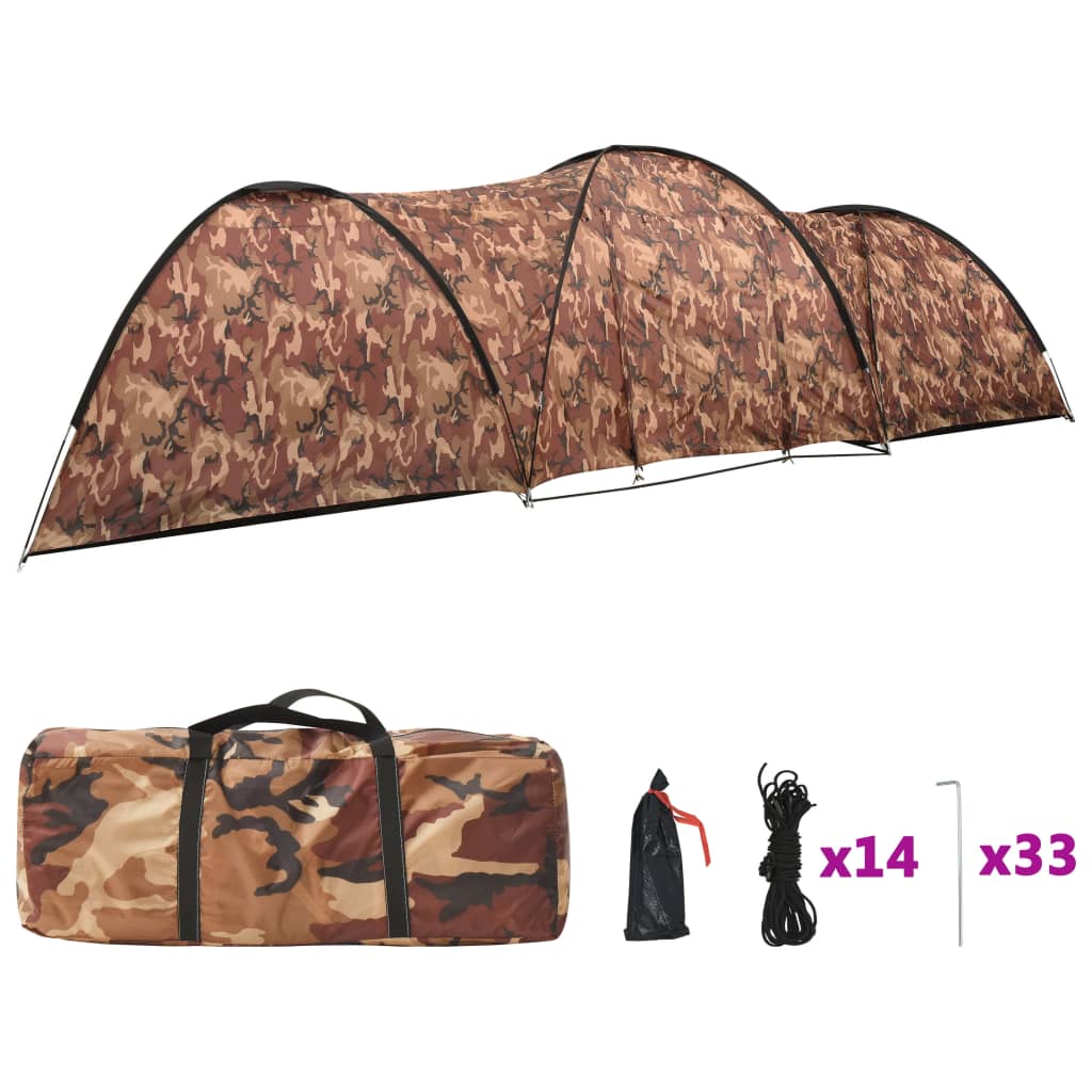 Camping Igloo Tent 650x240x190 cm 8 Person Camouflage