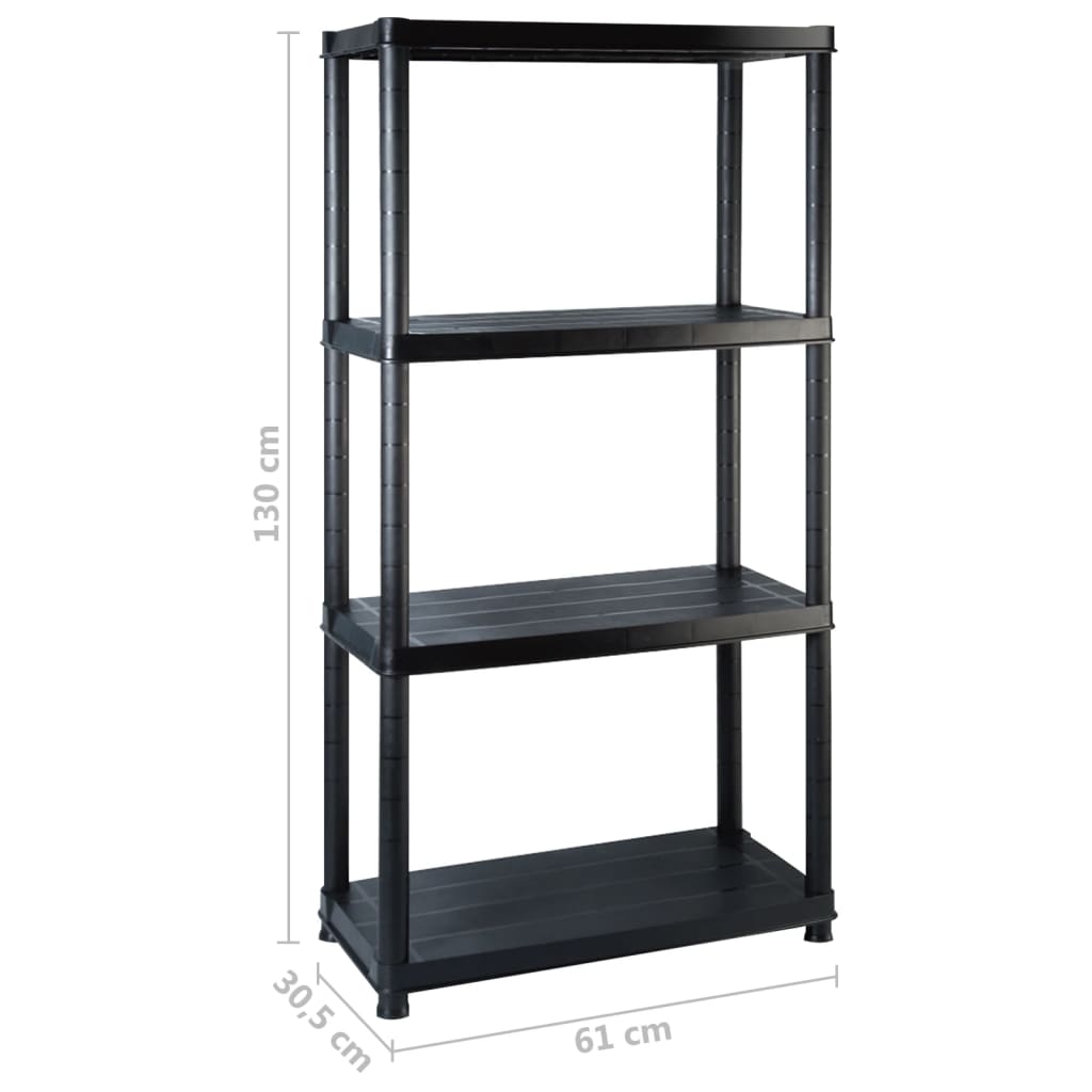 Storage Shelf 4-Tier Black 183x30.5x130 cm Plastic