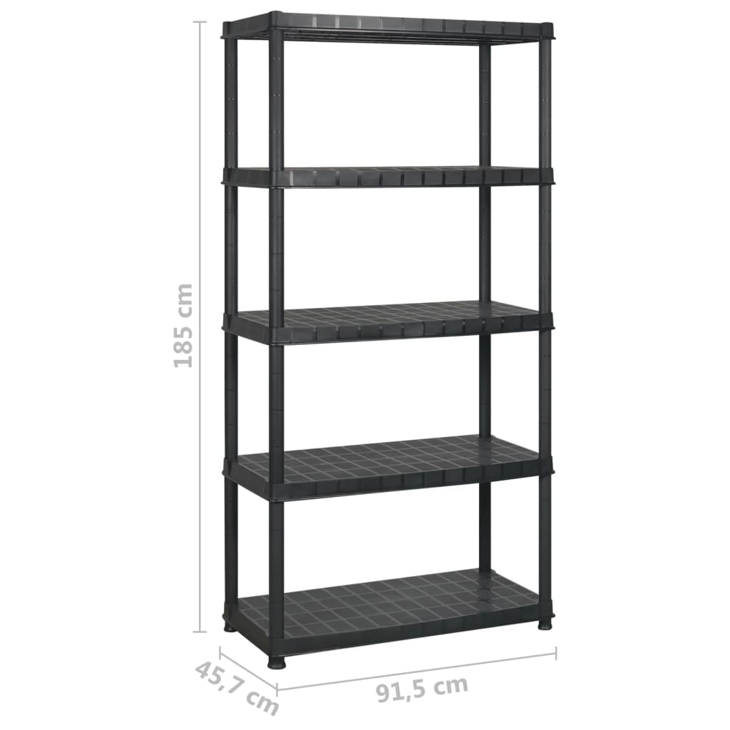 Storage Shelf 5-Tier Black 274.5x45.7x185 cm Plastic