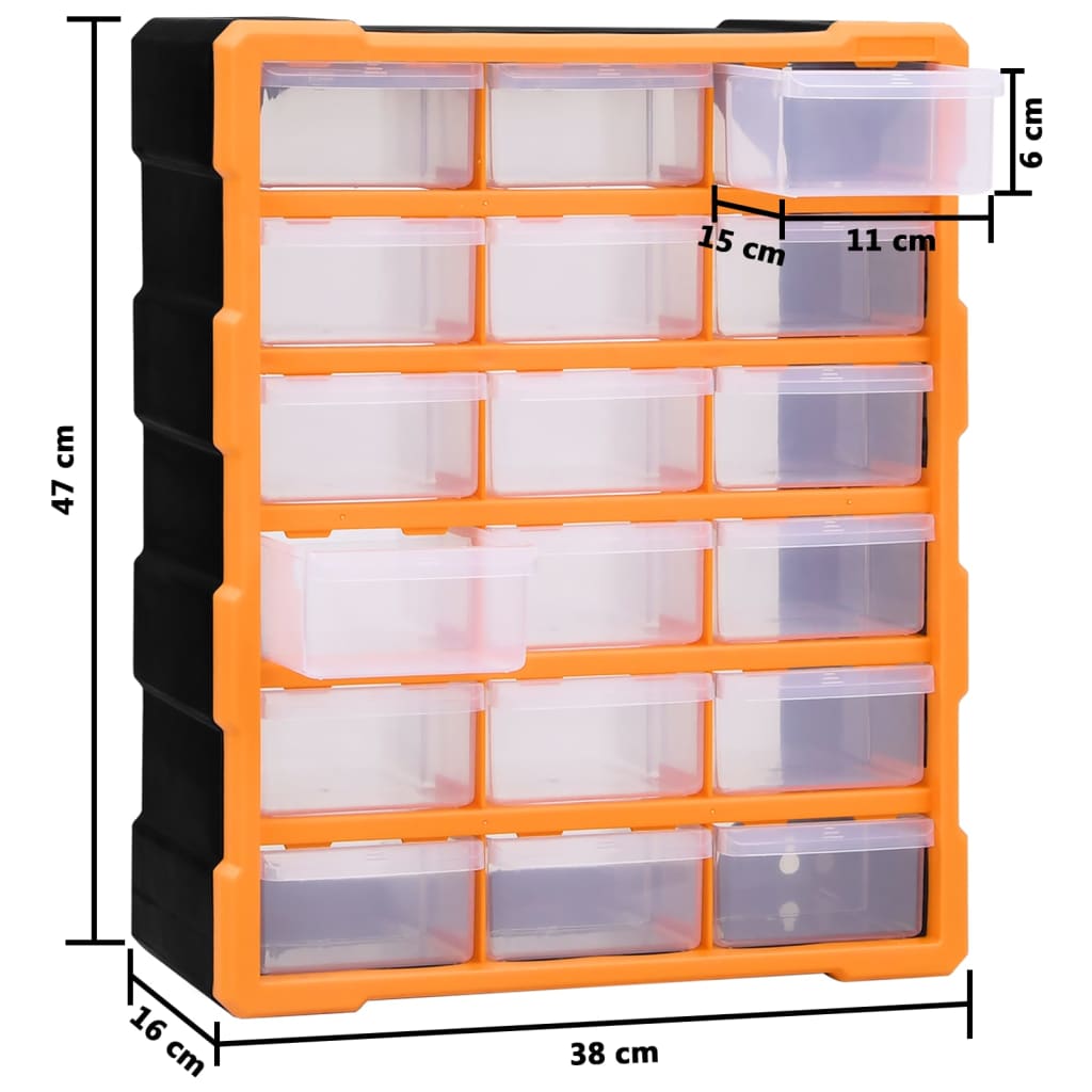 Multi-drawer Organiser with 18 Middle Drawers 38x16x47 cm