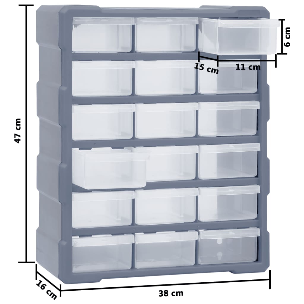 Multi-drawer Organiser with 18 Middle Drawers 38x16x47 cm