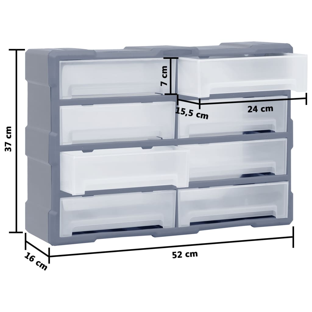 Multi-drawer Organiser with 8 Big Drawers 52x16x37 cm