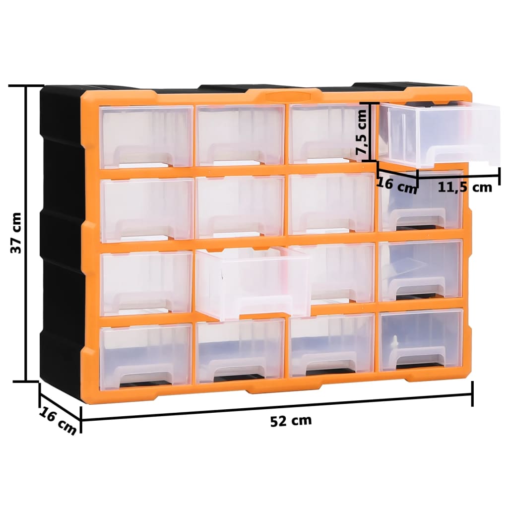 Multi-drawer Organiser with 16 Middle Drawers 52x16x37 cm