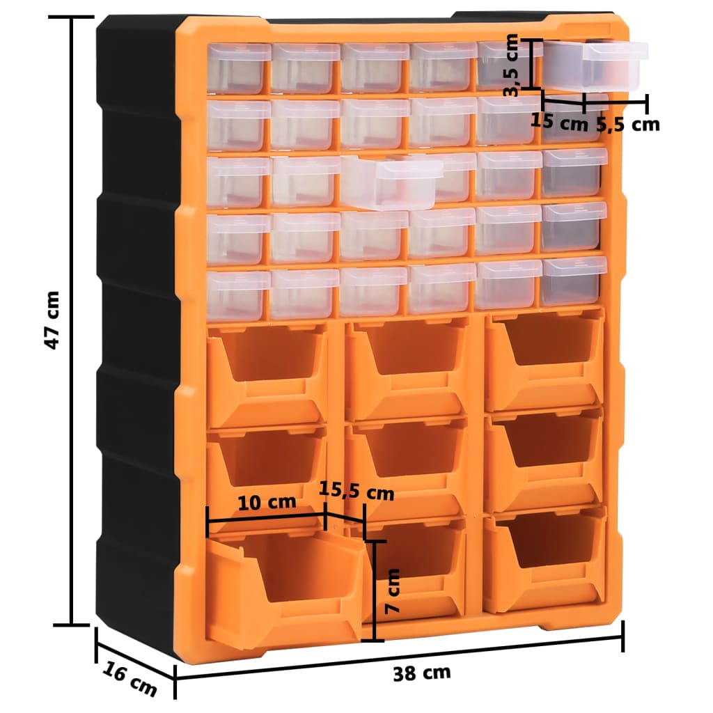 Multi-drawer Organiser with 39 Drawers 38x16x47 cm