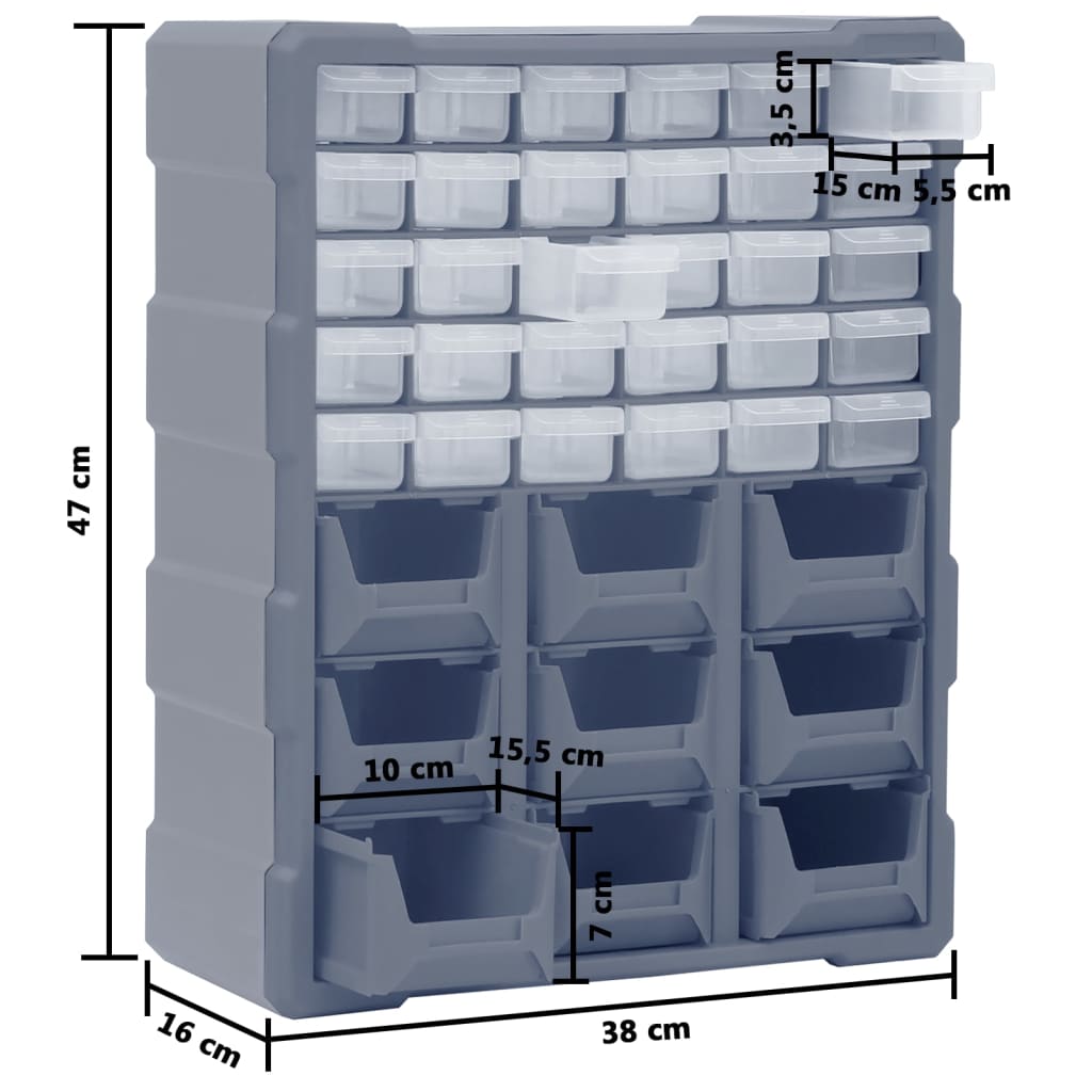 Multi-drawer Organiser with 39 Drawers 38x16x47 cm