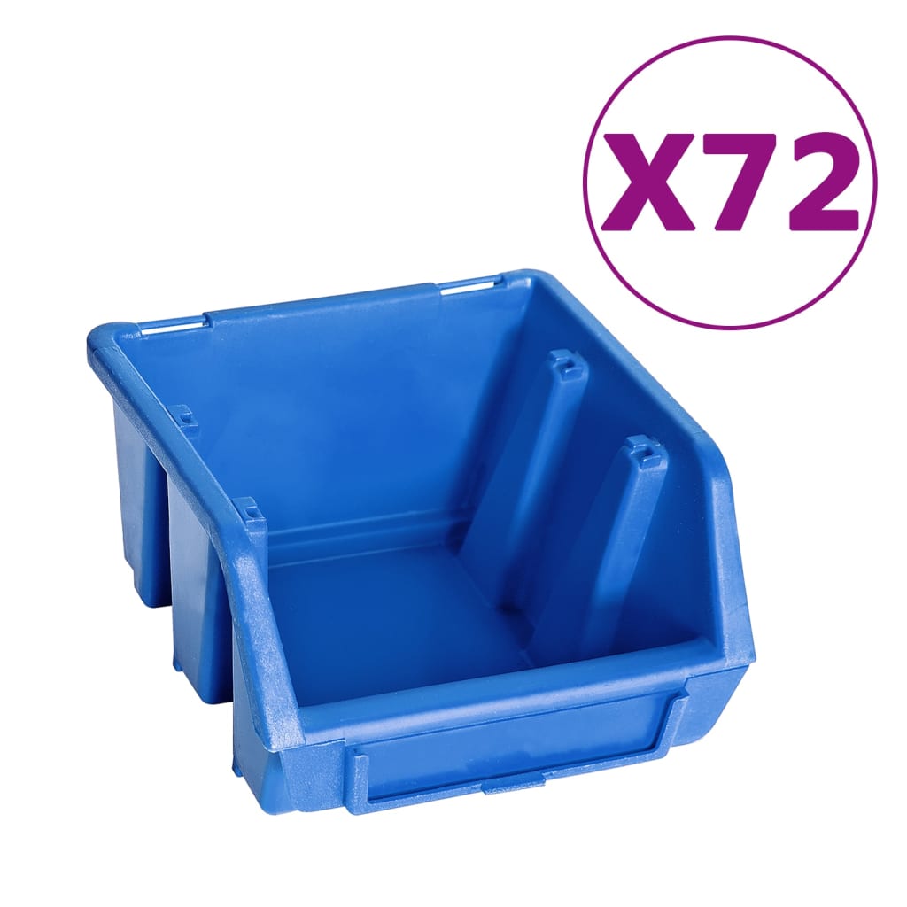 128 Piece Storage Bin Kit with Wall Panels Blue and Black