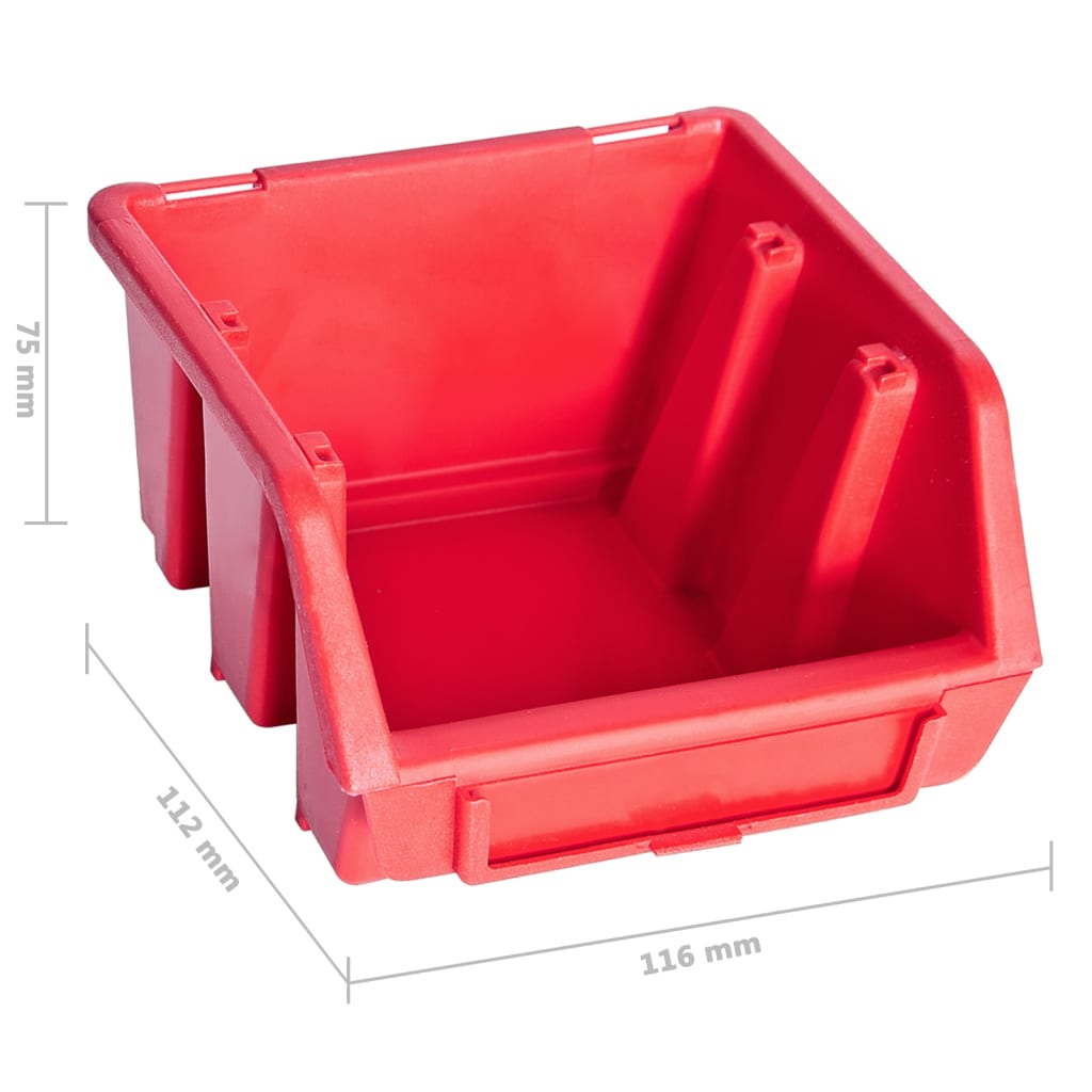 39 Piece Storage Bin Kit with Wall Panels Red and Black