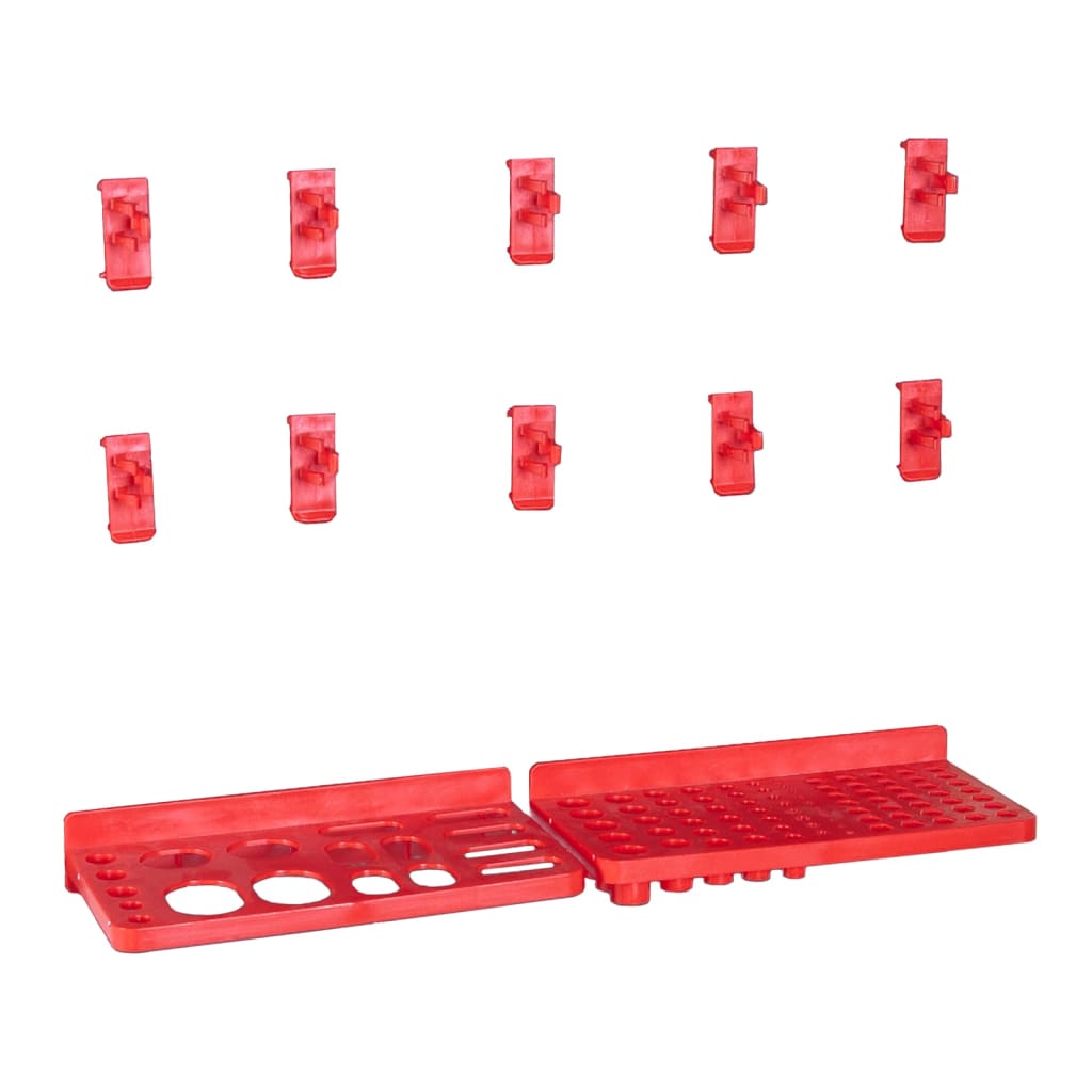 34 Piece Storage Bin Kit with Wall Panels Red and Black