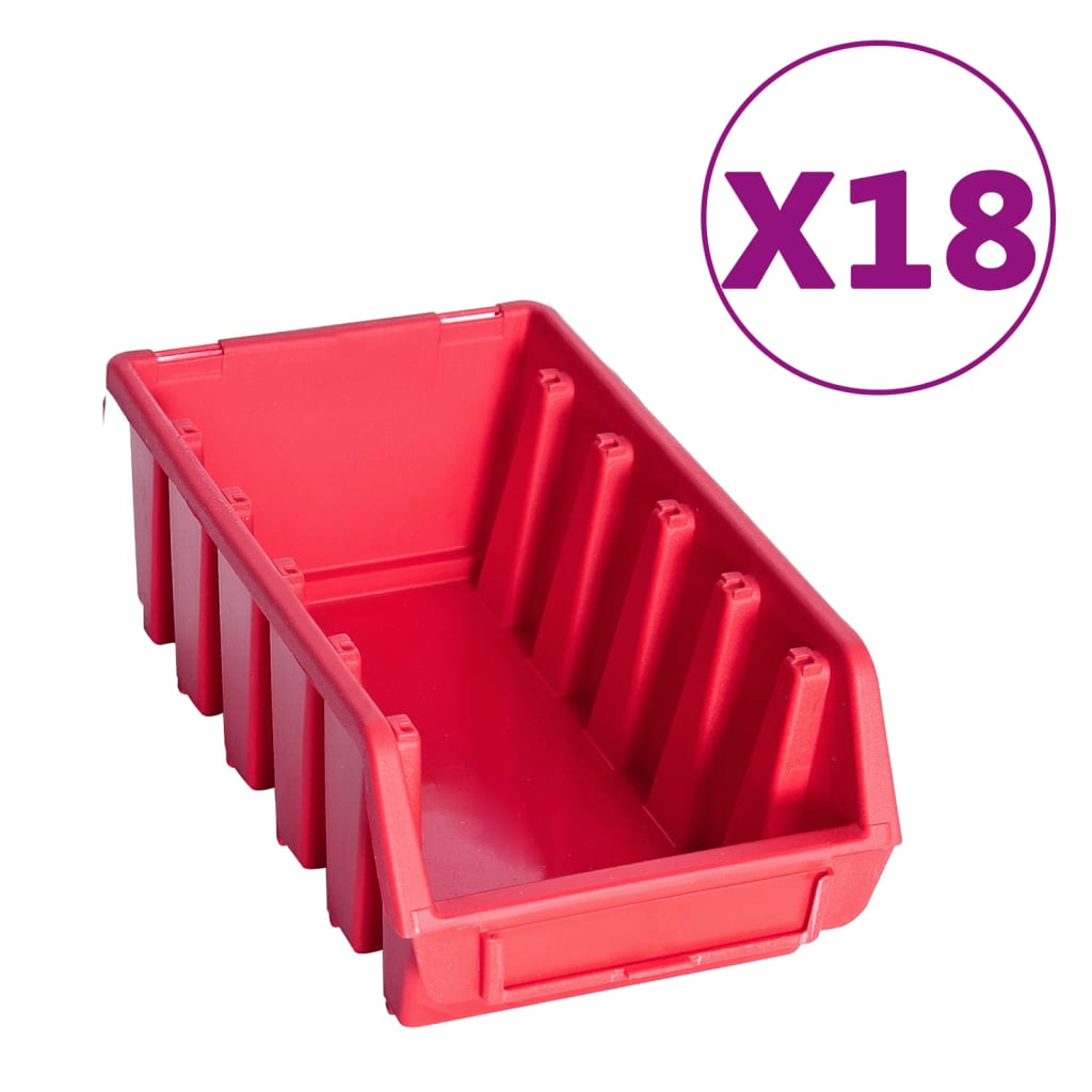 103 Piece Storage Bin Kit with Wall Panels Red and Black